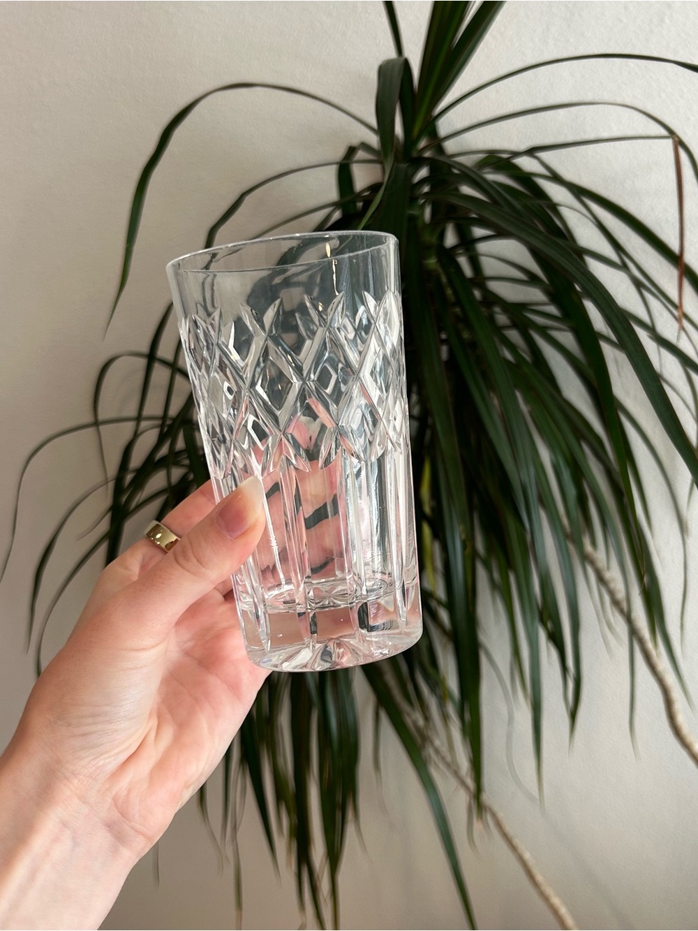 Clear Cut-Glass Highball Tumbler - Classic Crystal Look